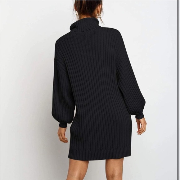 YIBOCK Turtleneck Loose Long Sleeve Pullover Sweater Dress - Picture 3 of 9